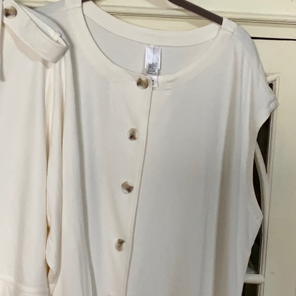 White Button-Front Dress with Matching Cropped Jacket - Picture 3 of 6